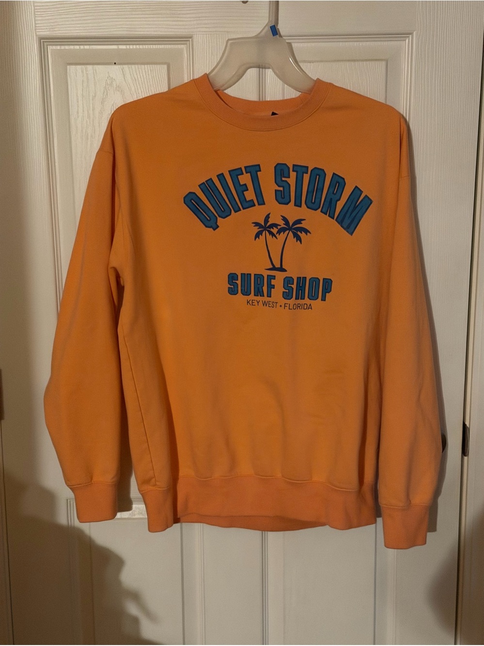 Storm Orange Crewneck with Blue Surf Graphic